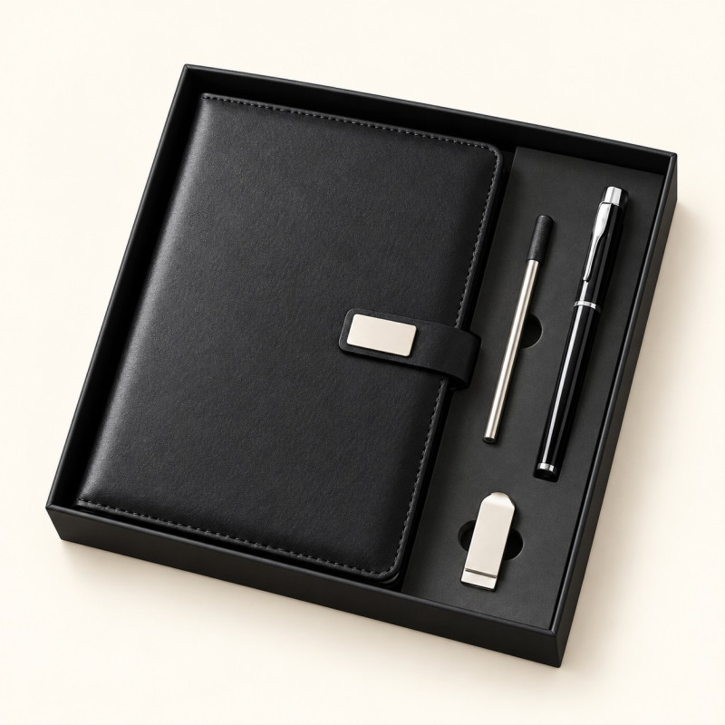 Coffret agenda A5 avec stylo, recharge et clé USB 8 Go