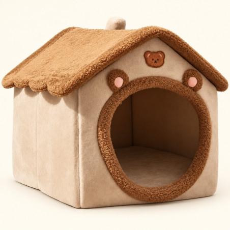 Niche douillette en peluche pour chat et petit chien