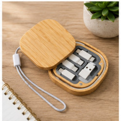Kit adaptateur USB 6-en-1 en bambou | Accessoire high-tech
