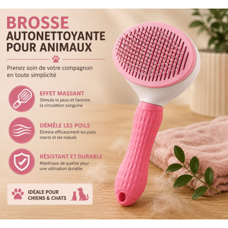 Brosse autonettoyante chien et chat | Poils morts
